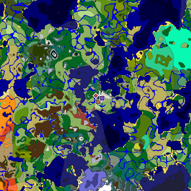 Predicted biome map of Java 26.3 seed -8892864174315464508 around estimated spawn