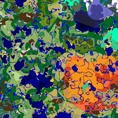 Predicted biome map of Java 26.3 seed 3615739499348099016 around estimated spawn