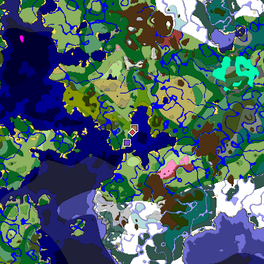 Predicted biome map of Java 26.3 seed 1681129121750211704 around estimated spawn
