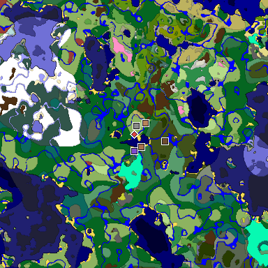 Predicted biome map of Java 26.3 seed -8047935670204947734 around estimated spawn