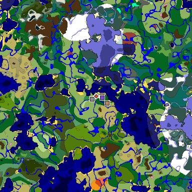 Predicted biome map of Java 26.3 seed 3995225830622135408 around estimated spawn