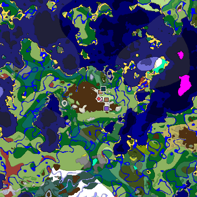 Predicted biome map of Java 26.3 seed 6762258354666008267 around estimated spawn