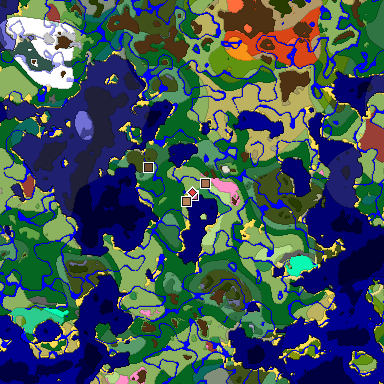 Predicted biome map of Java 26.3 seed 5887033368032938298 around estimated spawn