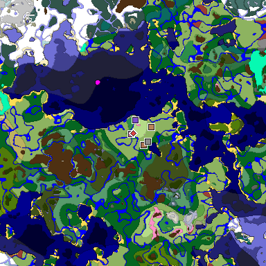 Predicted biome map of Java 26.3 seed -3181149986473804733 around estimated spawn