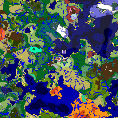 Predicted biome map of Java 26.3 seed 3206957779738306440 around estimated spawn