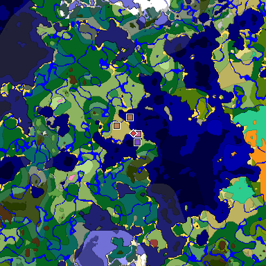 Predicted biome map of Java 26.3 seed -942181793045087172 around estimated spawn