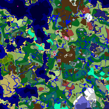 Predicted biome map of Java 26.3 seed -5764522236924291814 around estimated spawn