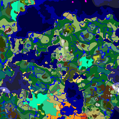 Predicted biome map of Java 26.3 seed -1272689182374423637 around estimated spawn