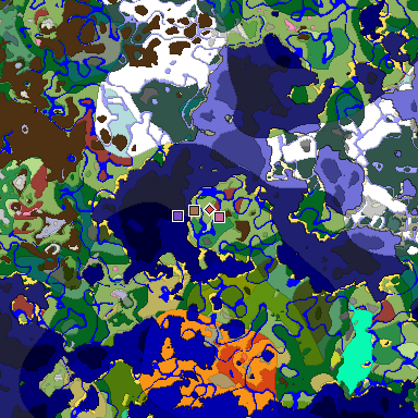 Predicted biome map of Java 26.3 seed 5827532650830288428 around estimated spawn