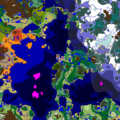 Predicted biome map of Java 26.3 seed -6710047348256666273 around estimated spawn