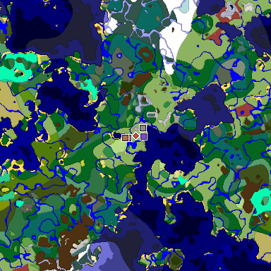 Predicted biome map of Java 26.3 seed -3790891299523670766 around estimated spawn