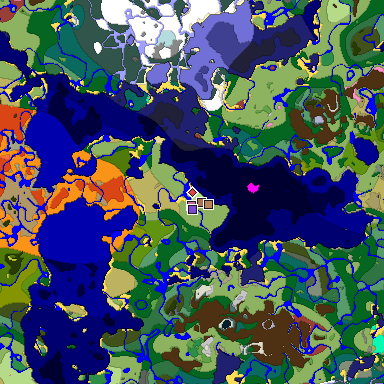 Predicted biome map of Java 26.3 seed 930130403161828540 around estimated spawn