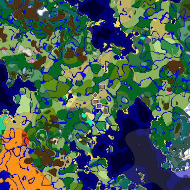 Predicted biome map of Java 26.3 seed 8340720423064222709 around estimated spawn