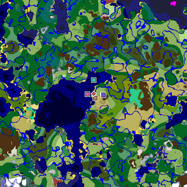 Predicted biome map of Java 26.3 seed 8043854734886683450 around estimated spawn