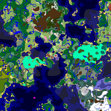 Predicted biome map of Java 26.3 seed 3137643919831574043 around estimated spawn