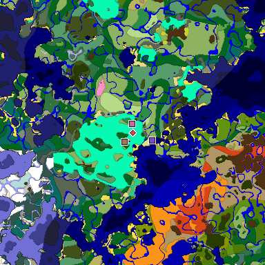 Predicted biome map of Java 26.3 seed -2332665644492590815 around estimated spawn