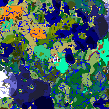 Predicted biome map of Java 26.3 seed -538169155890420674 around estimated spawn