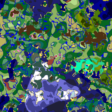 Predicted biome map of Java 26.3 seed 2723467263922122138 around estimated spawn