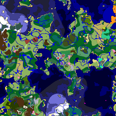 Predicted biome map of Java 26.3 seed 3720246126021260075 around estimated spawn