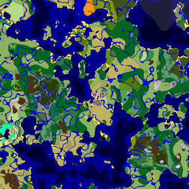 Predicted biome map of Java 26.3 seed -674748027651033197 around estimated spawn