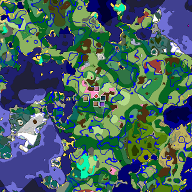 Predicted biome map of Java 26.3 seed 527699397096430320 around estimated spawn