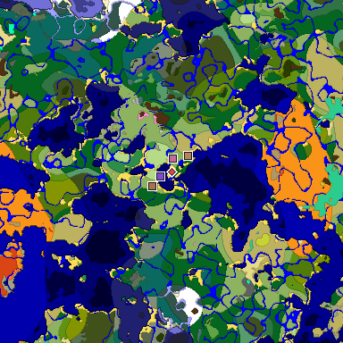 Predicted biome map of Java 26.3 seed 3348492286902827926 around estimated spawn