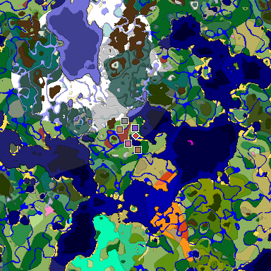 Predicted biome map of Java 26.3 seed 3329171712817546225 around estimated spawn