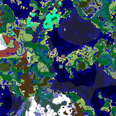 Predicted biome map of Java 26.3 seed -5571966875529426587 around estimated spawn