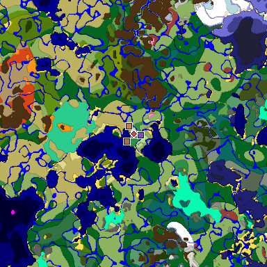 Predicted biome map of Java 26.3 seed -1810558586203322061 around estimated spawn