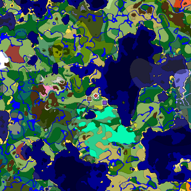 Predicted biome map of Java 26.3 seed -3640616303337952876 around estimated spawn