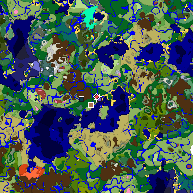 Predicted biome map of Java 26.3 seed 2997558125706797265 around estimated spawn