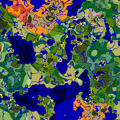 Predicted biome map of Java 26.3 seed -104360083613850220 around estimated spawn