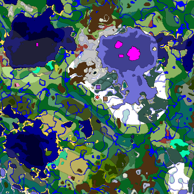 Predicted biome map of Java 26.3 seed -3981433514182269015 around estimated spawn