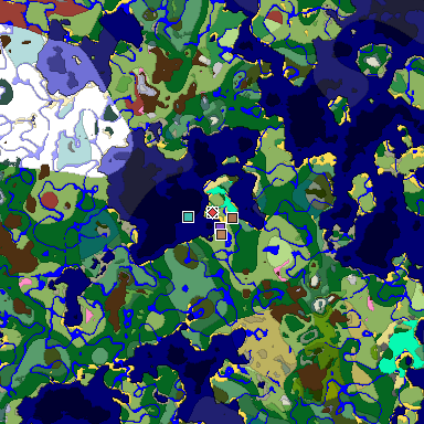 Predicted biome map of Java 26.3 seed 7408003751577883266 around estimated spawn