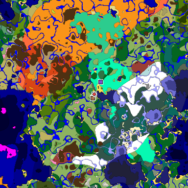 Predicted biome map of Java 26.3 seed 8124379924311049 around estimated spawn