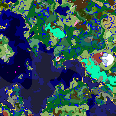 Predicted biome map of Java 26.3 seed -469173880145828557 around estimated spawn