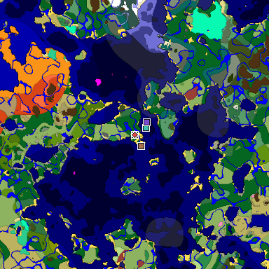 Predicted biome map of Java 26.3 seed 6176635123981666706 around estimated spawn