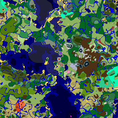 Predicted biome map of Java 26.3 seed 2739184181002381264 around estimated spawn