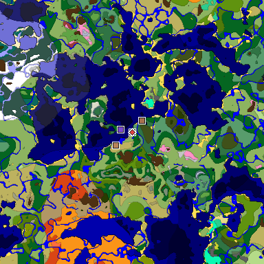 Predicted biome map of Java 26.3 seed -6155511117430803401 around estimated spawn