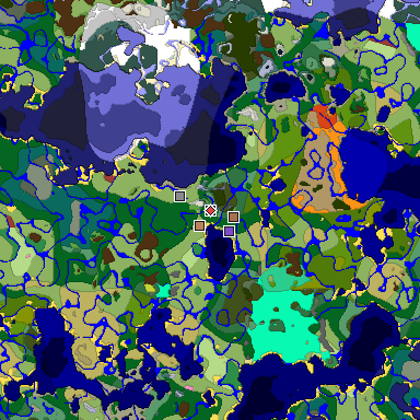 Predicted biome map of Java 26.3 seed -8752313749833862173 around estimated spawn