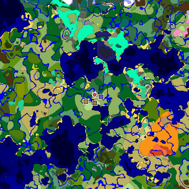 Predicted biome map of Java 26.3 seed -6179110742417853699 around estimated spawn