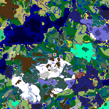 Predicted biome map of Java 26.3 seed 809066443950521712 around estimated spawn