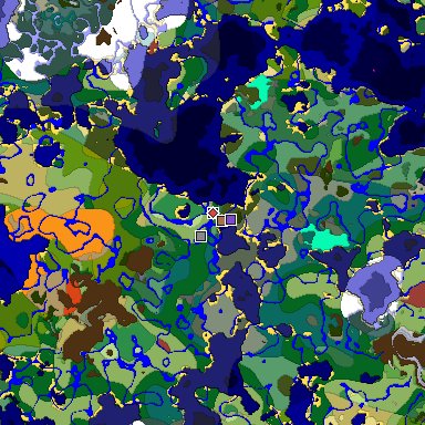 Predicted biome map of Java 26.3 seed -412042798106604017 around estimated spawn