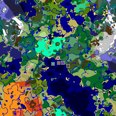 Predicted biome map of Java 26.3 seed 3377752215398796517 around estimated spawn