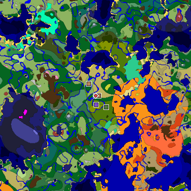 Predicted biome map of Java 26.3 seed -7139327563528496135 around estimated spawn