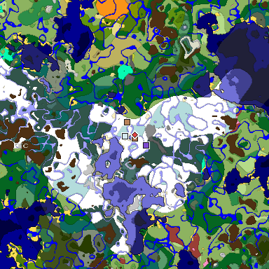 Predicted biome map of Java 26.3 seed -6464465877631220488 around estimated spawn