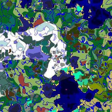 Predicted biome map of Java 26.3 seed -2897283721213981581 around estimated spawn