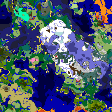 Predicted biome map of Java 26.3 seed -1470922989397274788 around estimated spawn