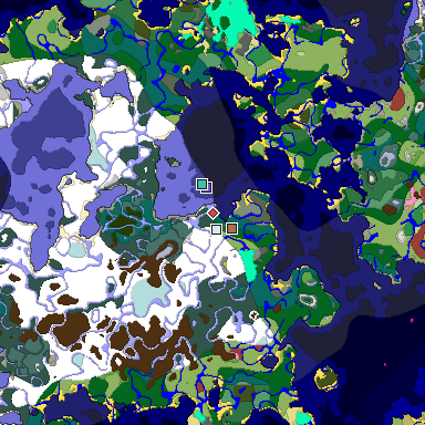 Predicted biome map of Java 26.3 seed 4005442591908070082 around estimated spawn