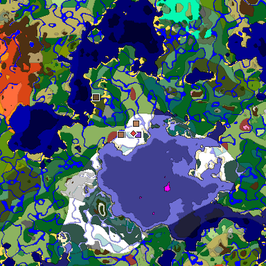 Predicted biome map of Java 26.3 seed 555063582271924488 around estimated spawn